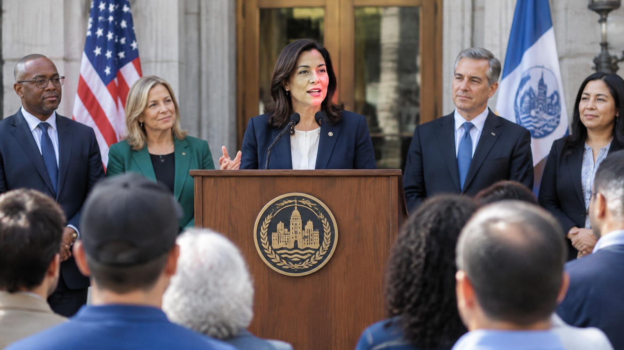 mayor at podium announcement