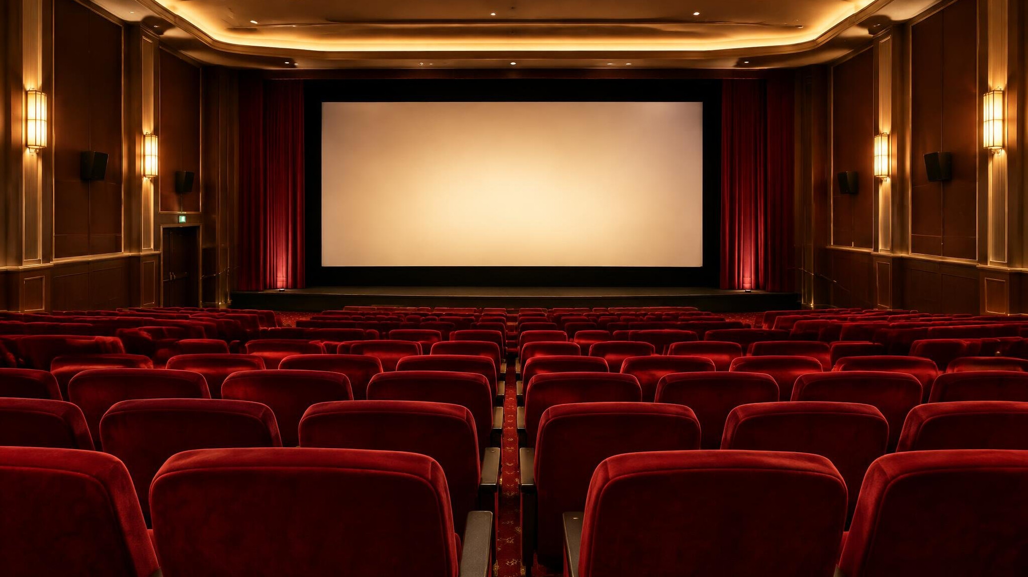 Intérieur d'une salle de cinéma avec fauteuils rouges vides