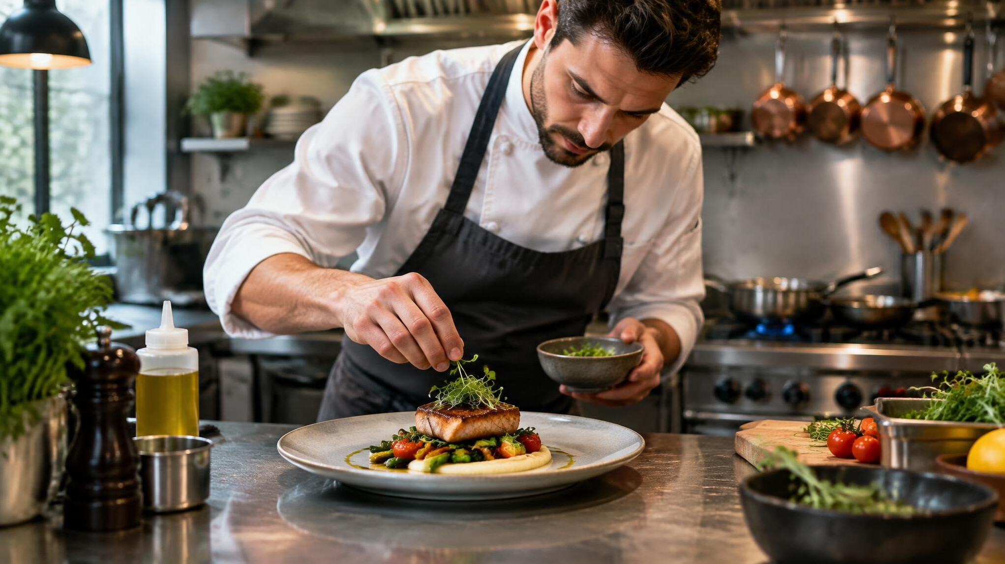 chef preparing gourmet meal